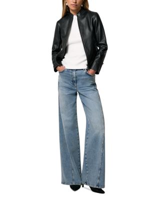 Petite Allie Leather Biker Jacket 