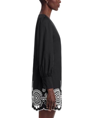 Embroidered Long Sleeve Mini Dress