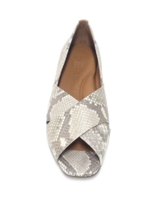 Women's Whoebe Snake Embossed Leather Open Toe Flats