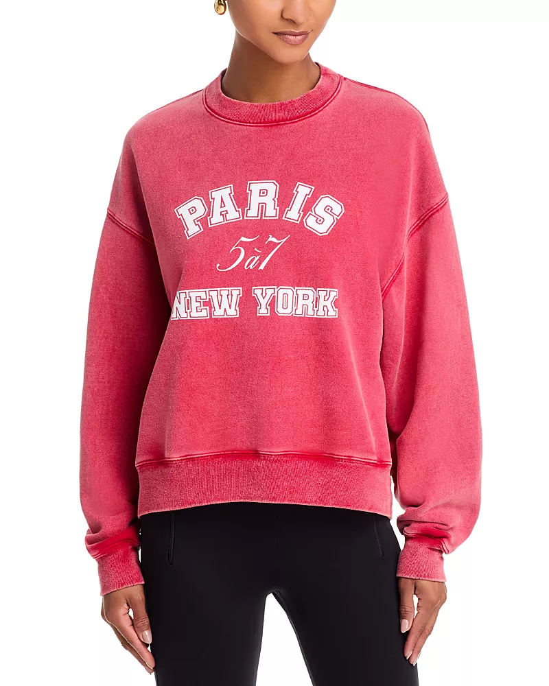 Cinq a Sept Paris New York Tumble Washed Brandy Pullover Sweatshirt