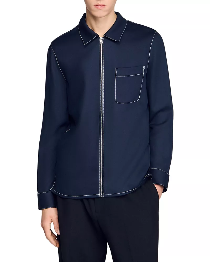 Sandro Loose Fit Zip Up Jacket