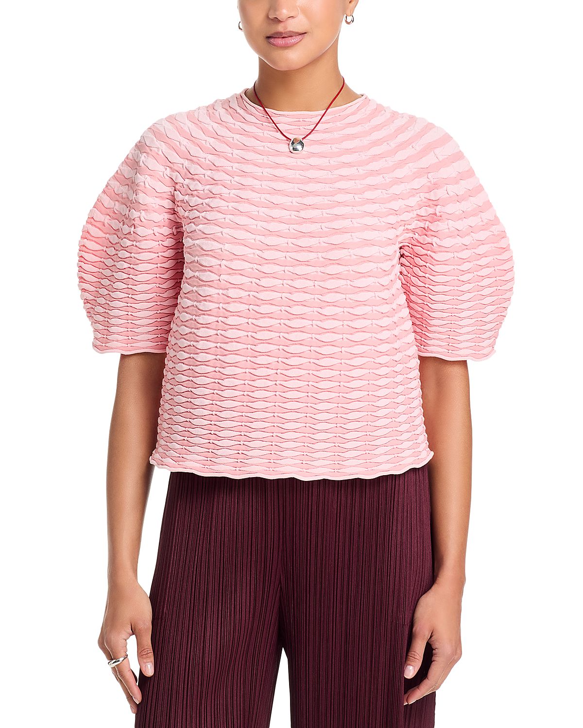Pleats Please Issey Miyake Colorful Mushroom Knit Top