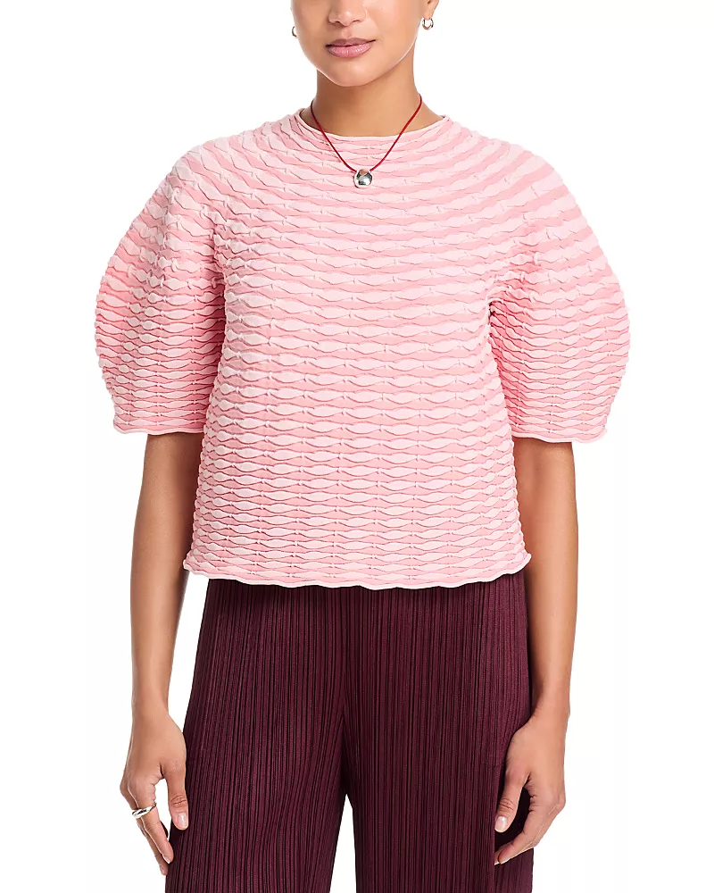 Pleats Please Issey Miyake Colorful Mushroom Knit Top