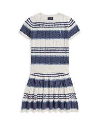 Girls' Striped Cable Sweater & Skirt Set - Big Kid