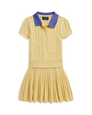 Girls' Mini Cable Polo Cardigan & Skirt Set - Little Kid