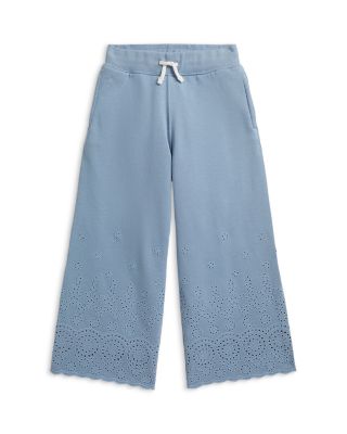 Girls' Eyelet French Terry Wide Leg Sweatpants - Little Kid