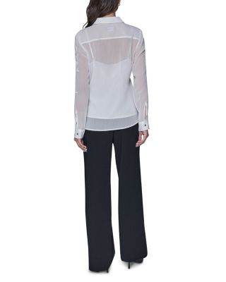 Long Sleeve Embroidered Flower Blouse