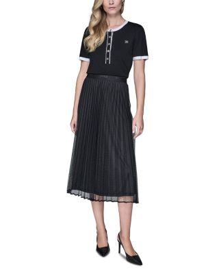 Long Polka Dot Mesh Skirt