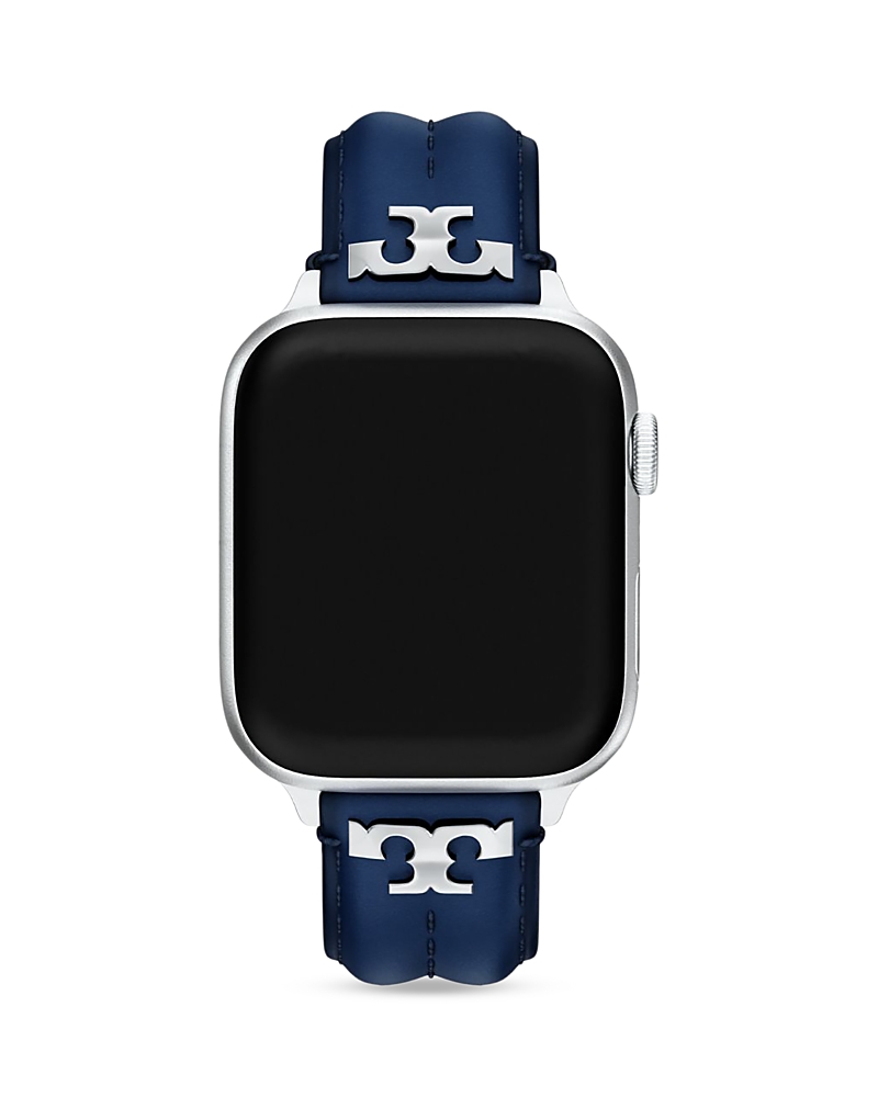 Tory Burch Kira Navy Leather Band for Apple Watch, 38/40/41/42mm and 42/44/45/46/49mm