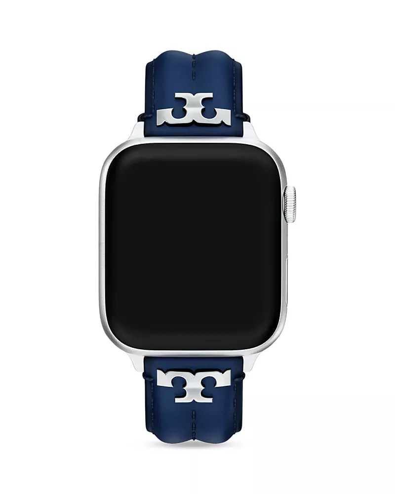 Tory Burch Kira Navy Leather Band for Apple Watch, 38/40/41/42mm and 42/44/45/46/49mm