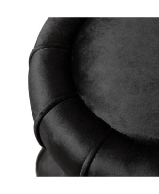  Bami Round Velvet Ottoman with Gold Trim