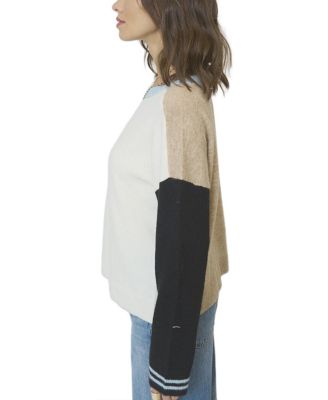  Women's Ash Color Blocked Crewneck Sweater