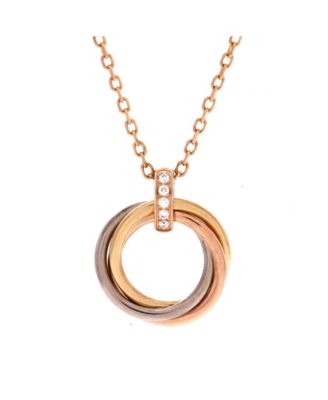  Trinity Pendant Necklace 18K Tricolor Gold and Diamonds, 16.5"