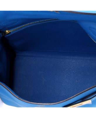 Kelly 28 Handbag Blue Togo with Gold Hardware