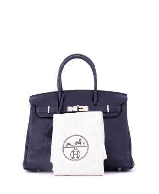 Birkin 30 Handbag Verso Clemence with Palladium Hardware