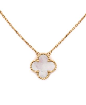  Vintage Alhambra Pendant Necklace 18K Gold and Mother of Pearl, 14.75 - 16.5"