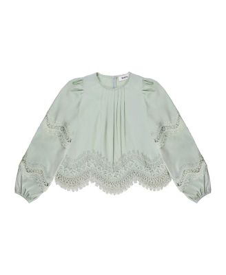 Lace Panel Insert Long Sleeve Blouse