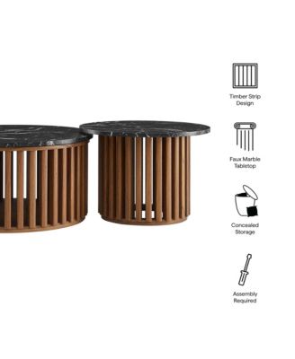  Fortitude Round Faux Marble Top Nesting Coffee Table, Set