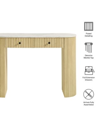  Caldera 42" Curved Solid Wood and Marble Console Table