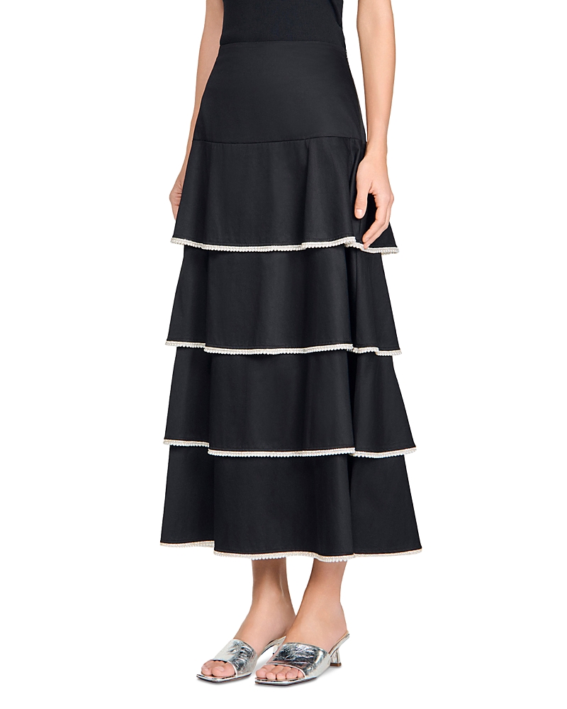 Sandro Long Rhinestone Skirt