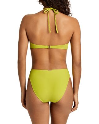 Shirred Underwired Bandeau Bikini & Curved Waist Mid Rise Bikini Bottom