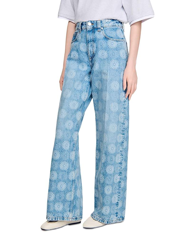 Sandro Straight Leg Jeans in Blue Jean