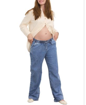 The Drapey Denim Wide Leg Maternity Pant in Vintage Dream Blue