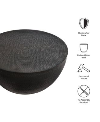  Mella 32 Inch Metal Hammered Coffee Table