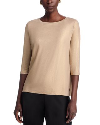 Boat Neck Three Quarter Sleeve Tee