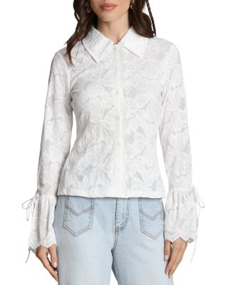 Flared Cuff Lace Blouse