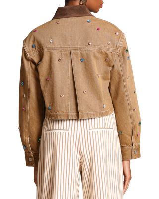 Contrast Collar Embellished Jacket