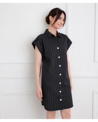 Stripe Cap Sleeve Shirtdress