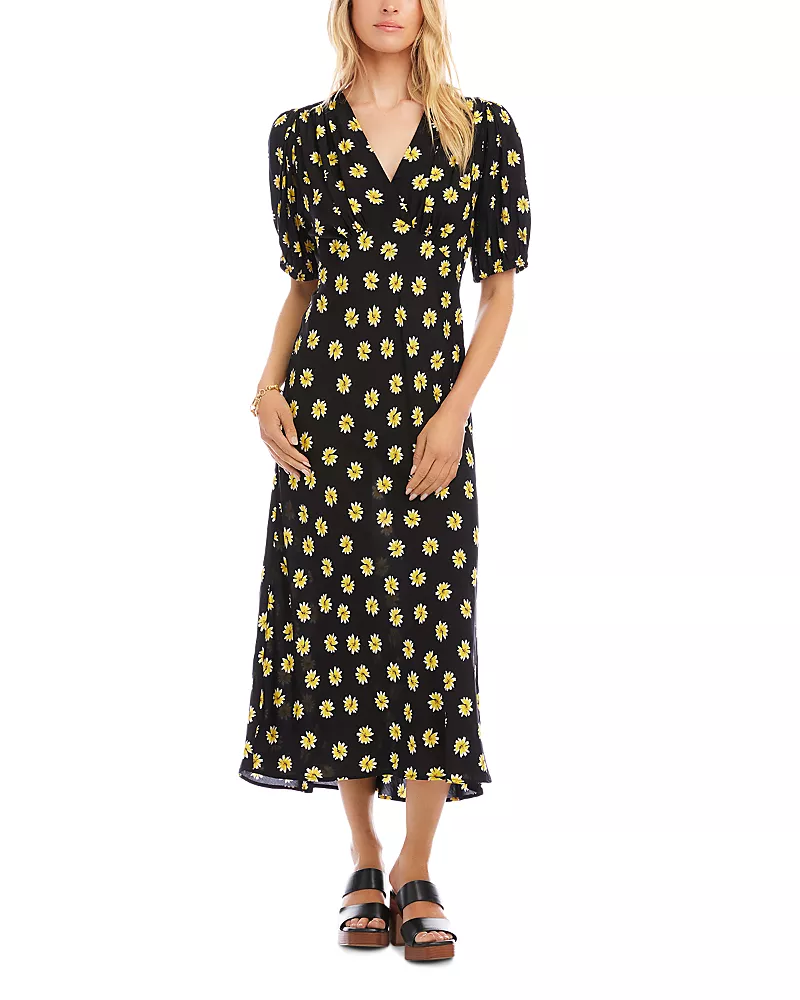 Karen Kane Puffed Sleeve Bias Cut Dress