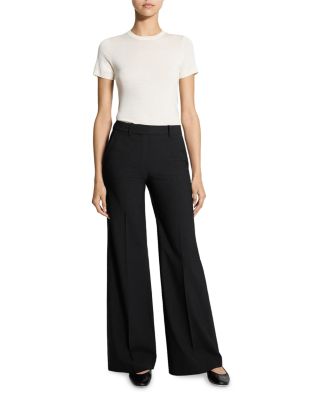 Wool Blend Fluid Flared Pants