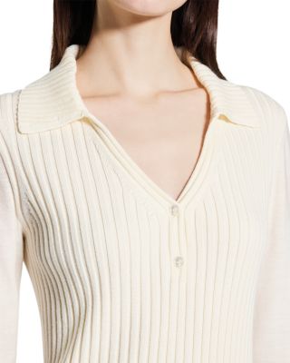 Merino Wool Ribbed Collar Sweater