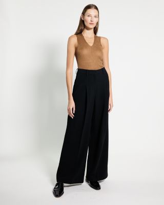 Wide Leg Pleated Trousers