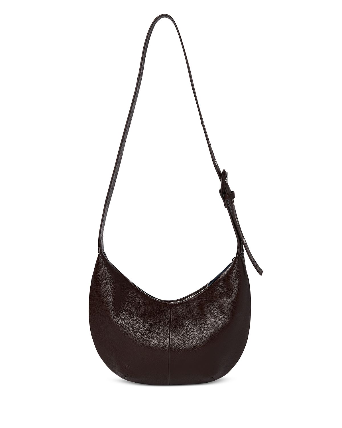 Whistles Sia Small Curved Brown Leather Crossbody Bag