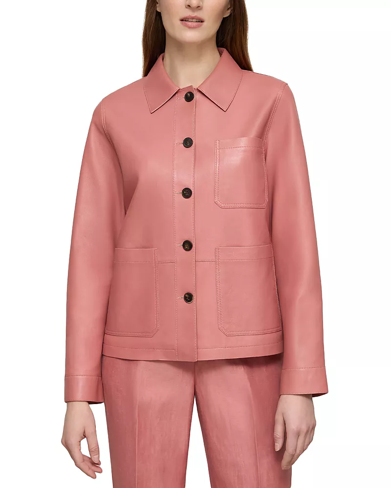 Lafayette 148 New York Leather Patch Pocket Jacket