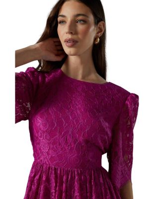 Lace Short Sleeve Midi Dress