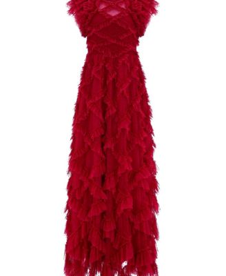 Genevieve Ruffle Short Sleeve Maxi Gown