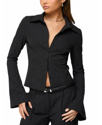 Pinstripe Tailored Button Up Shirt