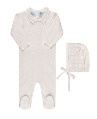 Unisex Vintage Knit Romper with Bonnet - Baby
