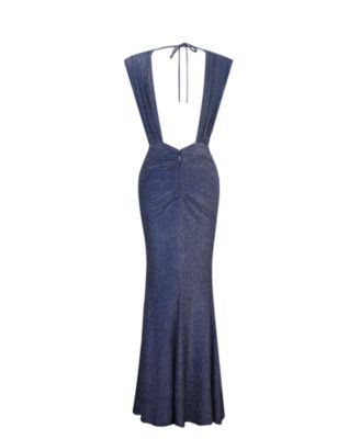 Terri Sparkle Plunging Backless Maxi Dress