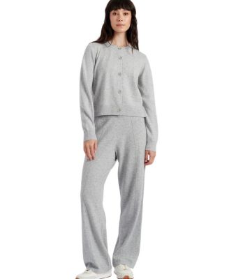  Women s Wool-Cashmere Cropped Crewneck Cardigan