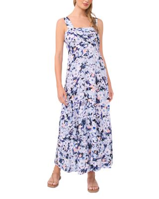 Smocked Back Challis Maxi Dress