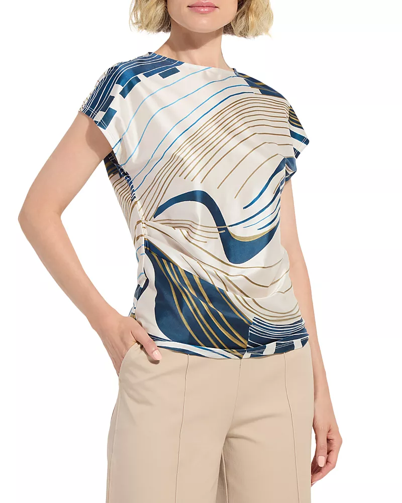 Lysse Faride Side Pleated Printed Top