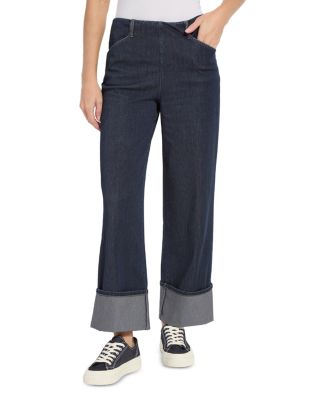 Samara High Rise Cuffed Wide Leg Jeans in Indigo