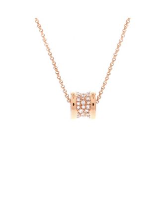  Mini B.Zero1 Pendant Necklace 18K Rose Gold with Pave Diamonds 17.25"