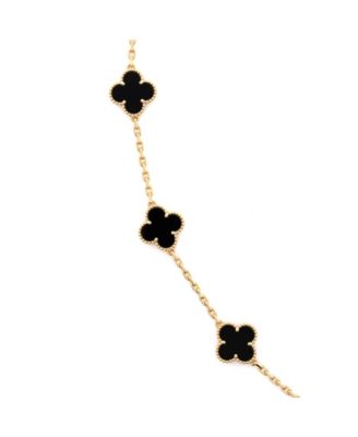  Vintage Alhambra 20 Motifs Necklace 18K Gold and Onyx 33.50"