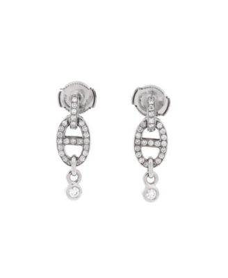 Chaine D'ancre Enchainee Drop Earrings 18K White Gold with Diamonds